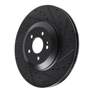 Mercedes-Benz E450 Brake Rotor (1) - Rear Right - R1 Concepts - Drilled & Slotted - Black - `17-`23